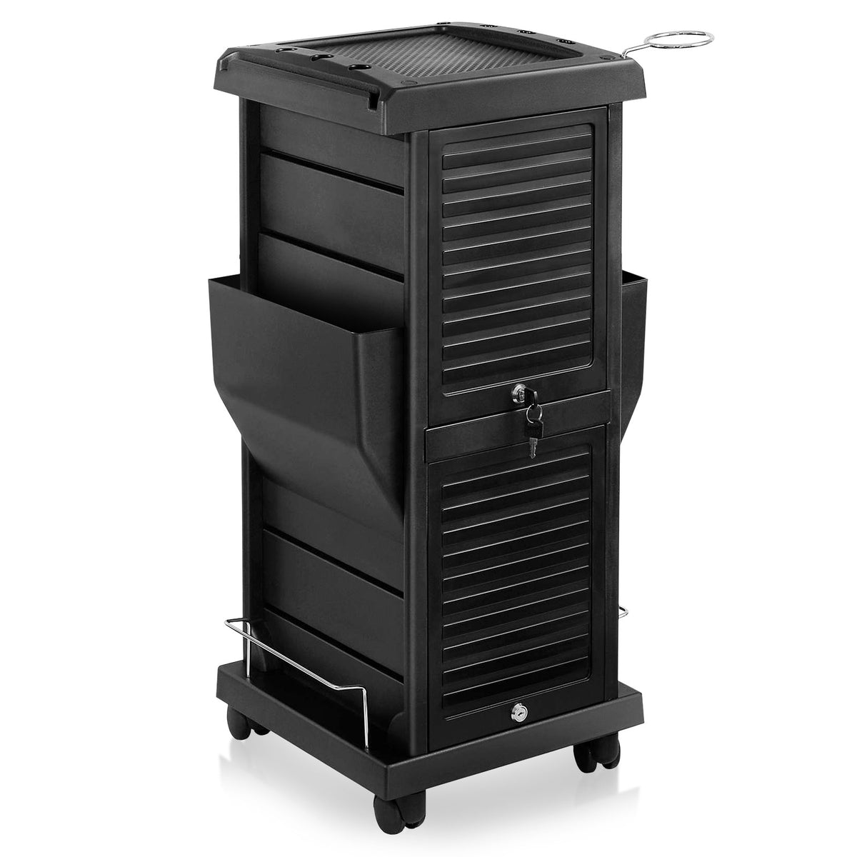 Salon Trolley Mobile Cart with Locking Drawers and 4 Swivel Casters