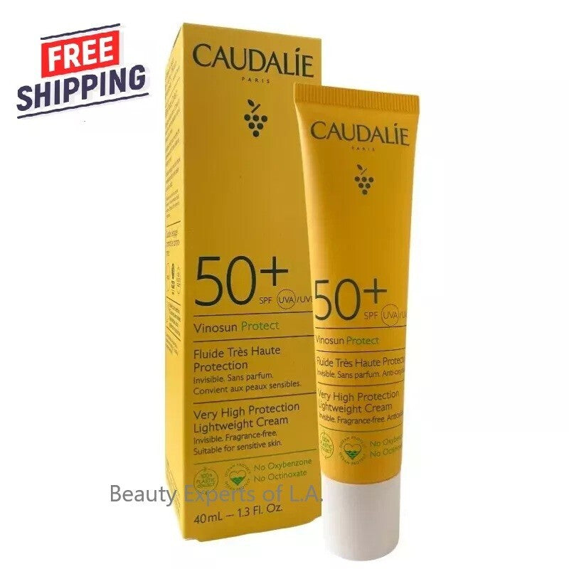 Caudalie Vinosun Protect SPF50+ Lightweight Invisible Facial Cream - 2 Pack 40ml
