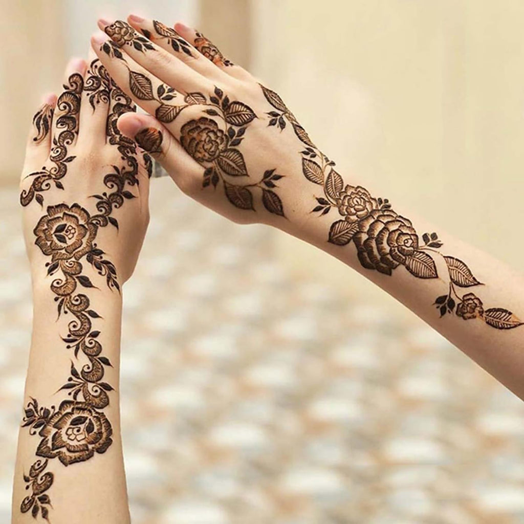 Temporary Tattoo Stencil Kit - 12 Sheets Henna Designs, Black