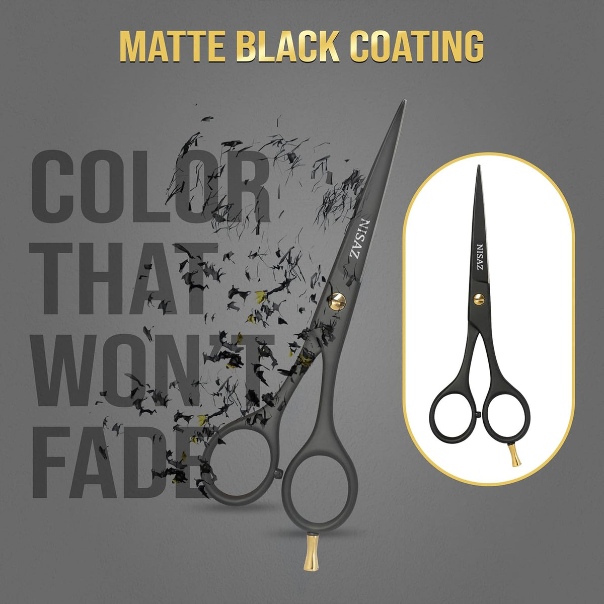 Professional 6.5 Inch Matte Black Hair Cutting Scissors High Carbon Stainless Steel