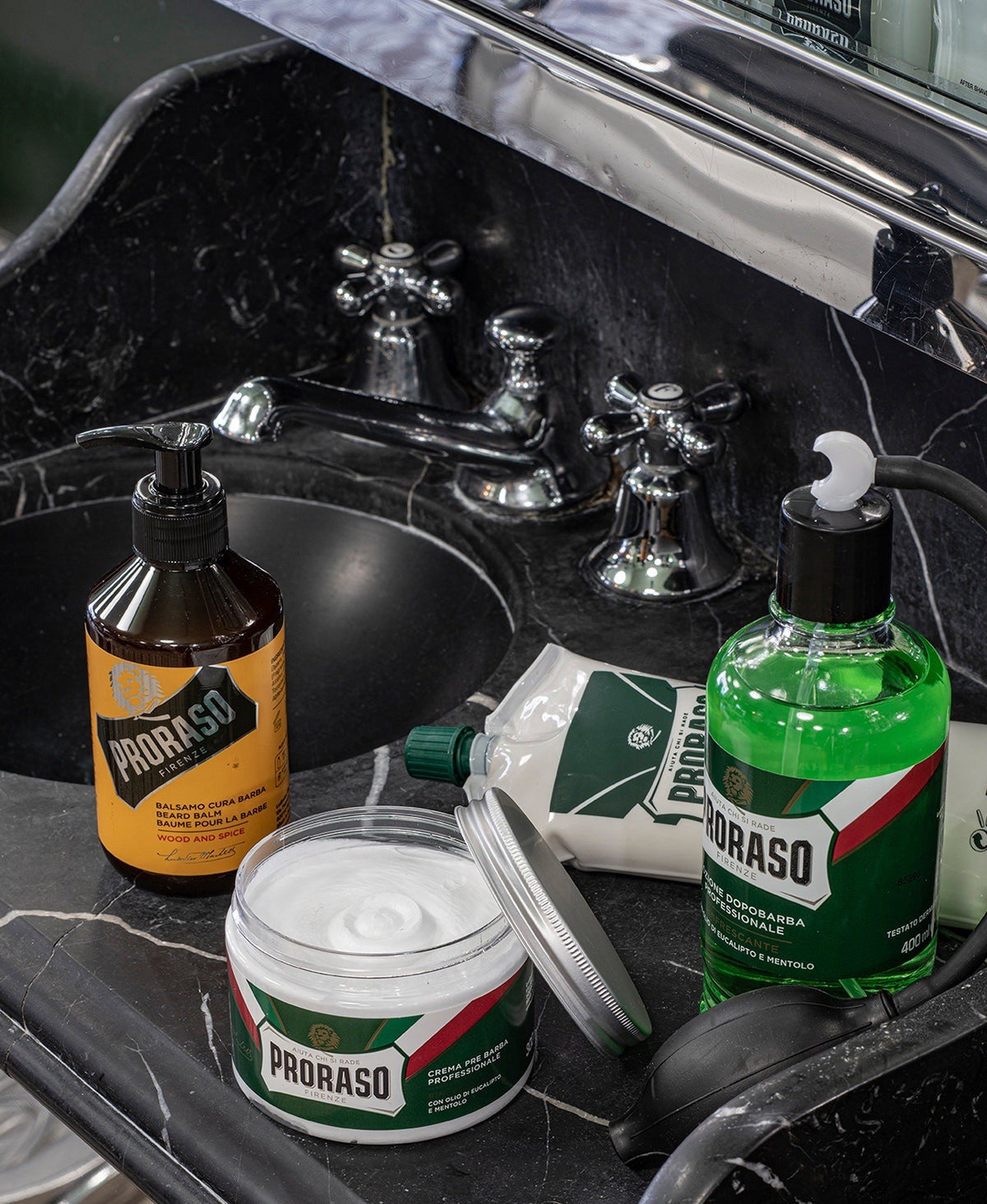 Proraso Aftershave Lotion Green Eucalyptus Menthol 400ml with Atomizer