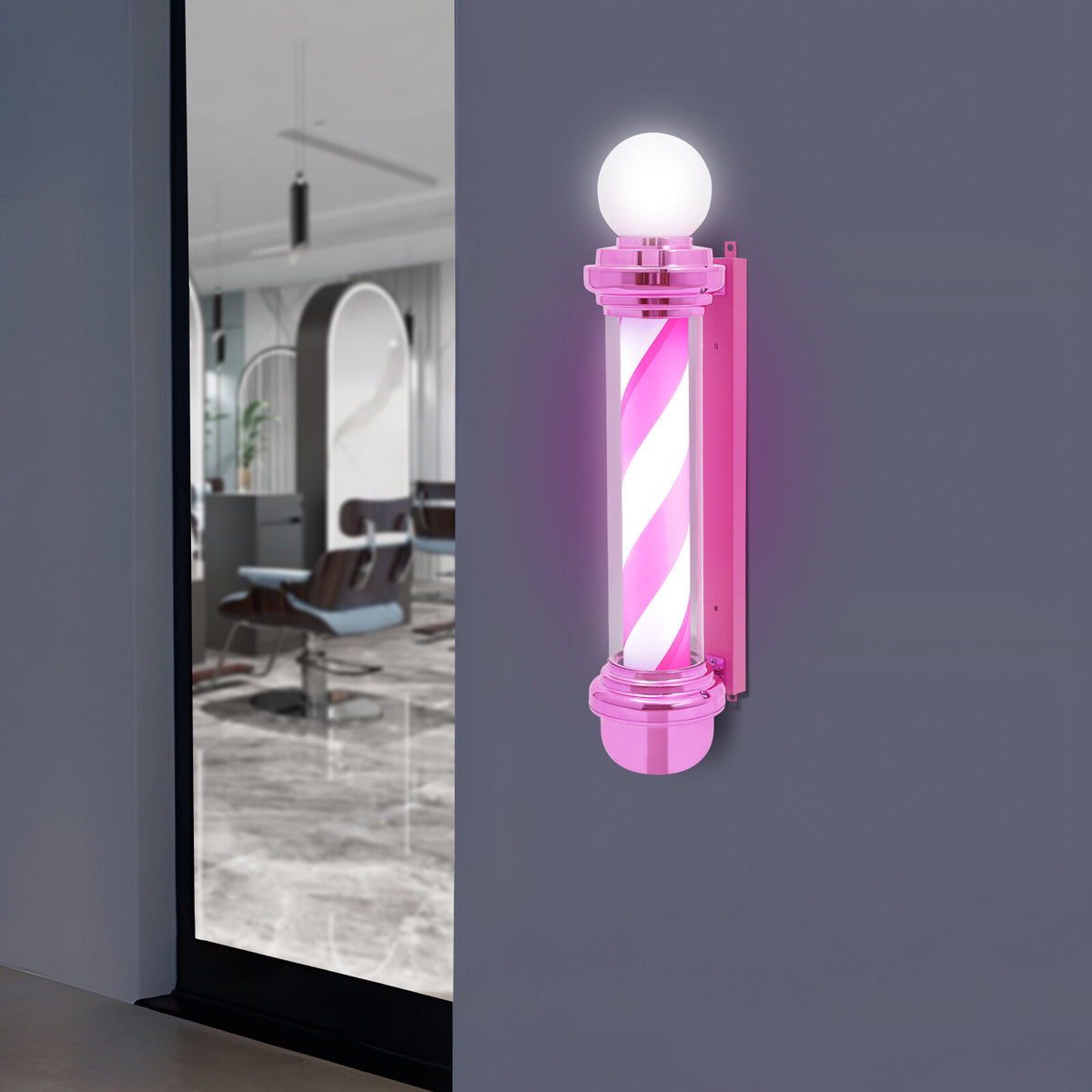 Barber Pole Light with LED Rotation for Barbershop Decoration