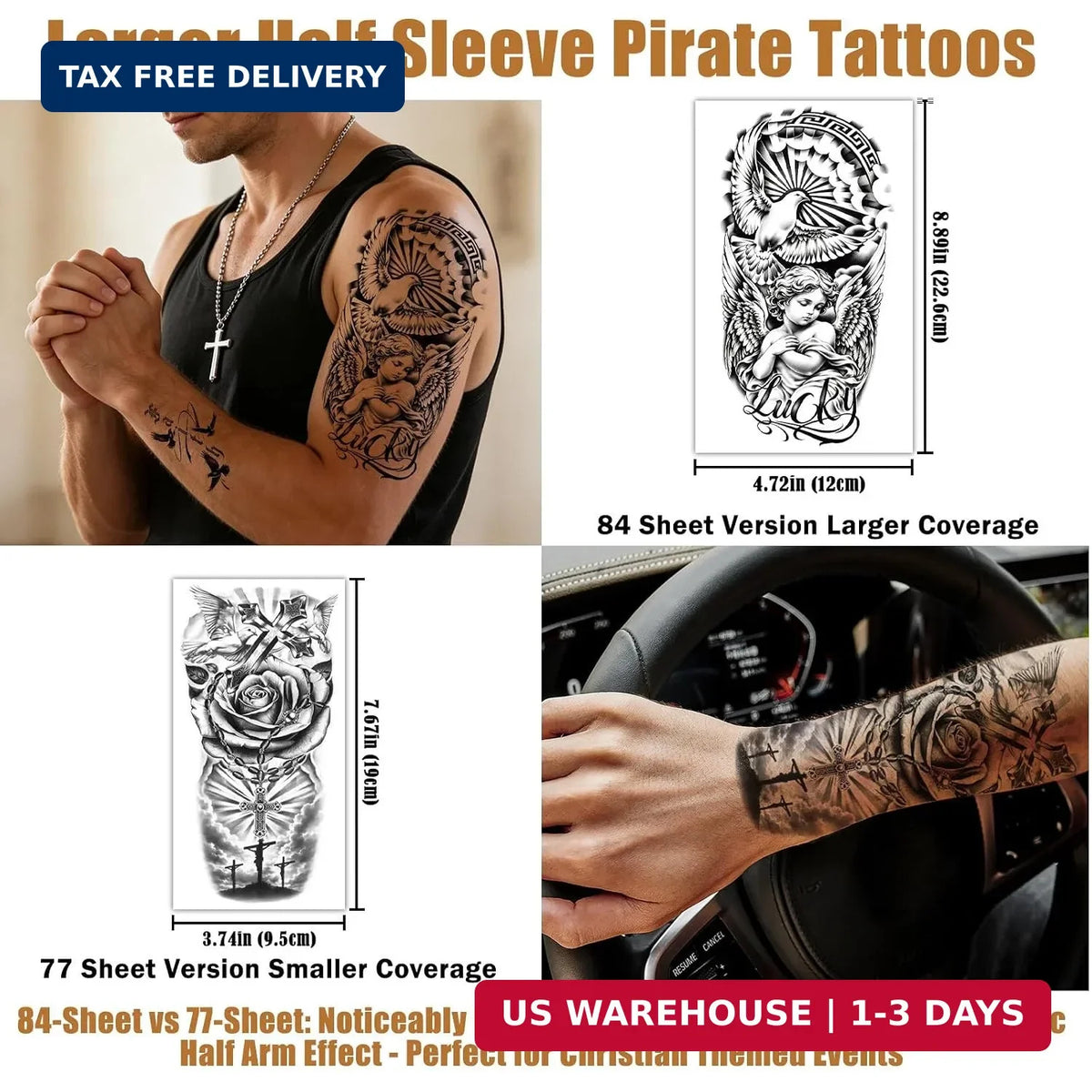 84-Page Christian Prayer Cross Temporary Tattoos Set – Religious Faith Decals