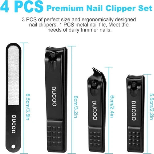 Premium Nail Clipper Set for Men and Women - 4 Pieces with Nail File & Cuticle Cutter