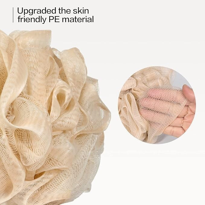 Exfoliating Shower Poufs 4-Pack Mesh Body Scrubbers for Gentle Skin Cleaning