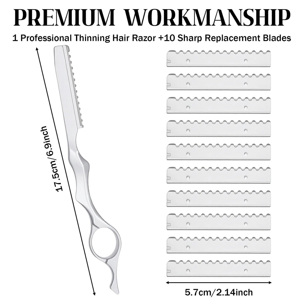 Hair Thinning Razor Kit with Stainless Steel Blades - 6.9 Inch Professional Hair Cutting Tool