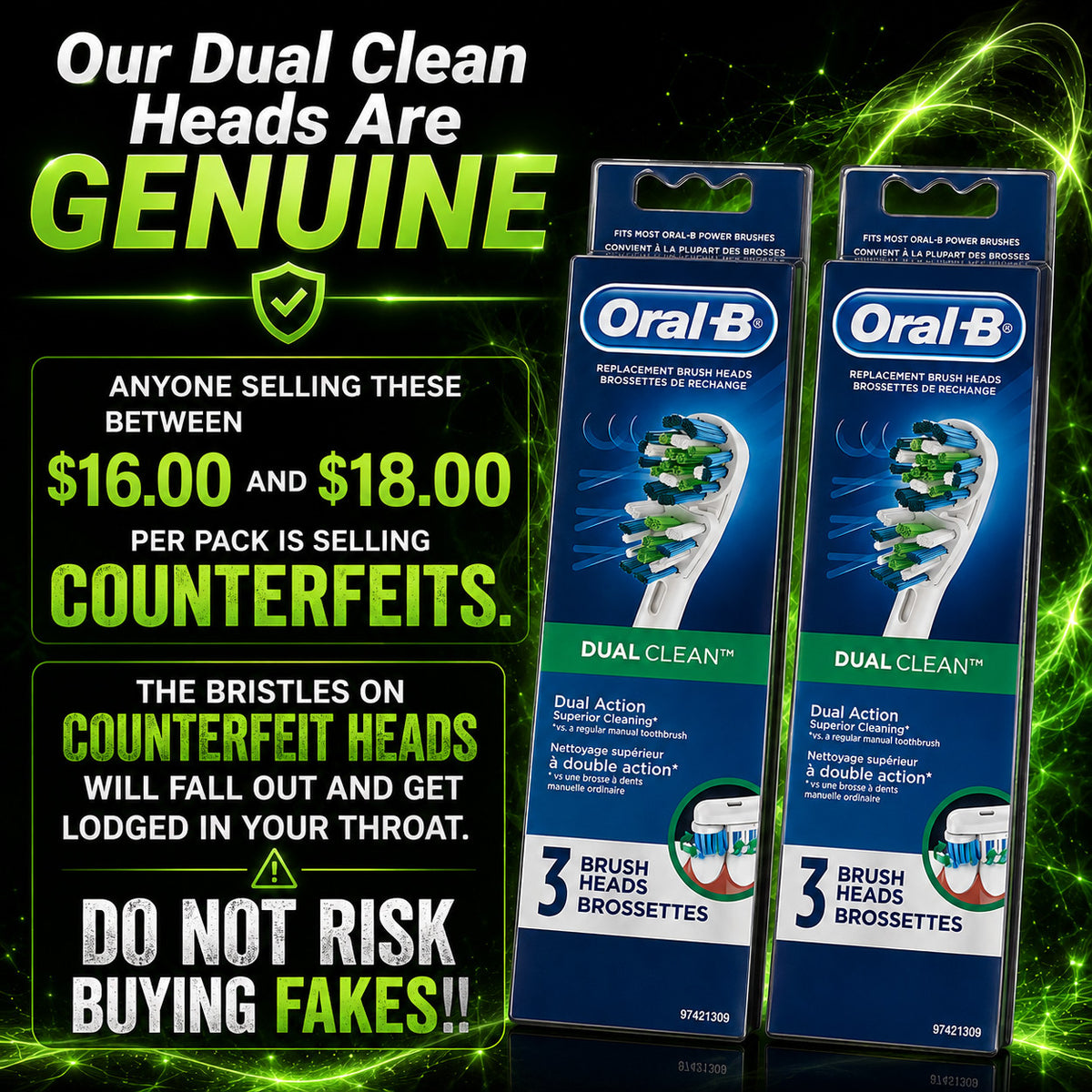 6 Pack Oral-B Dual Clean Replacement Toothbrush Heads for Electric Toothbrushes