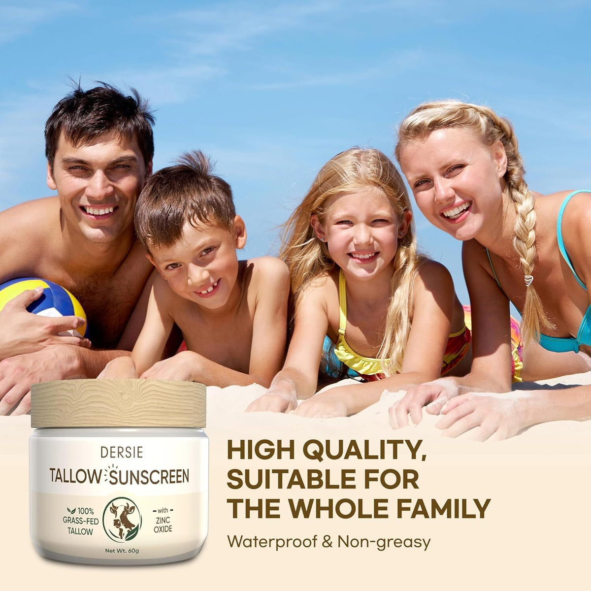 Natural Beef Tallow Sunscreen with Zinc Oxide - Skin Protection Balm