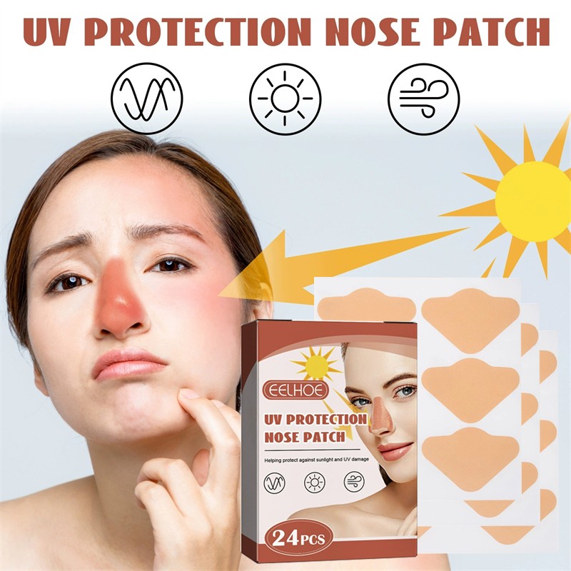 24 Pack Sun Protection Nose Patches UV Shield for Outdoor Activities - Beige