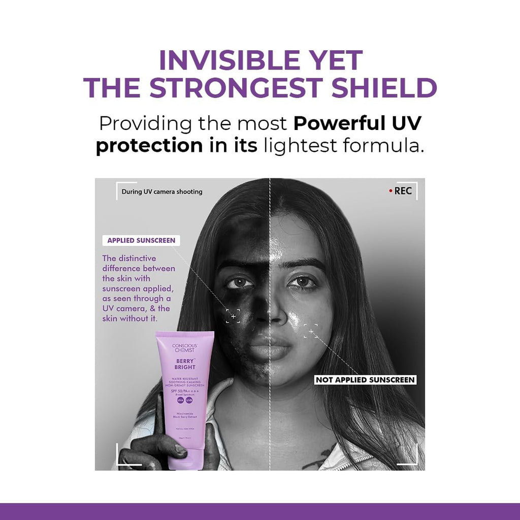 SPF 50 Sunscreen with Berry Bright & Antioxidants - Light Dewy Finish, Pore Tightening