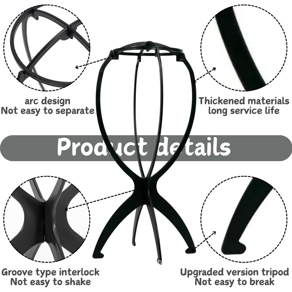 Portable Wig Head Stand Holder for Multiple Wigs and Hat Display