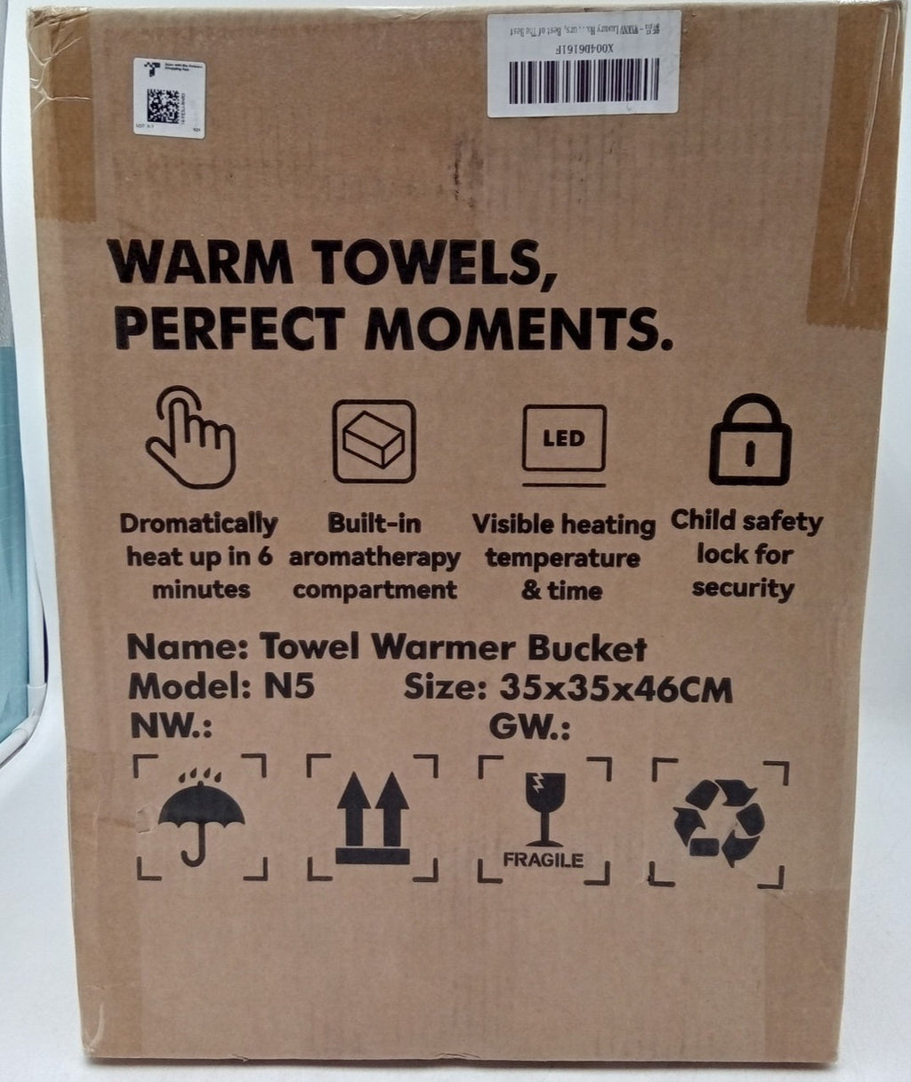 Large Capacity Towel Warmer Bucket for Robes Blankets - White N5