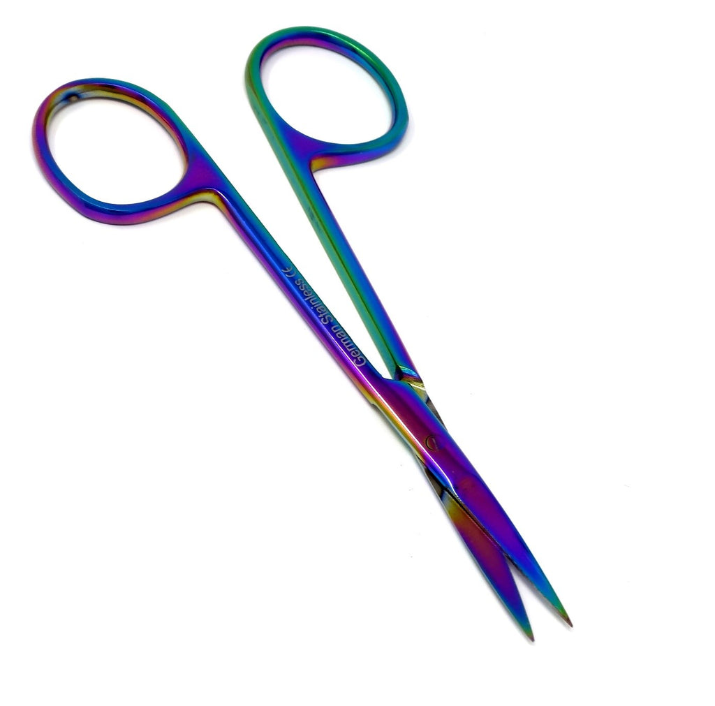 Facial Hair Scissors - Titanium 4.5 Inch Grooming Shears for Beard Mustache Nose Hair Trimming