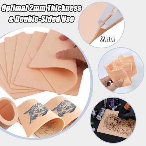 2mm Tattoo Practice Skin – Double-Sided, Reusable, 10 Pack