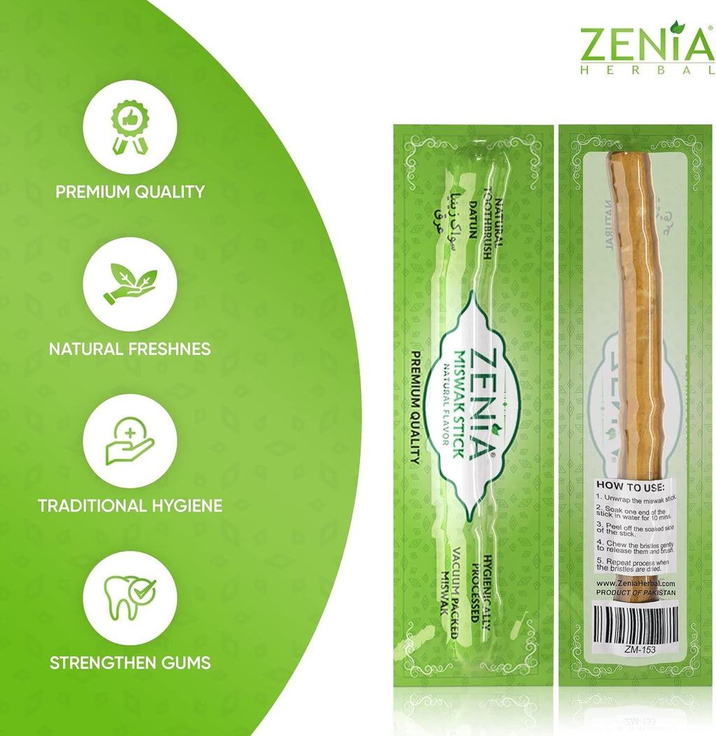 Natural Miswak Toothbrush Sticks Pack of 6 with Holders - Organic Oral Care