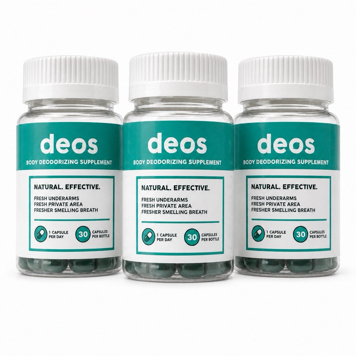 Internal Deodorant Capsules 3-Pack - Body Odor Control & Freshness Support