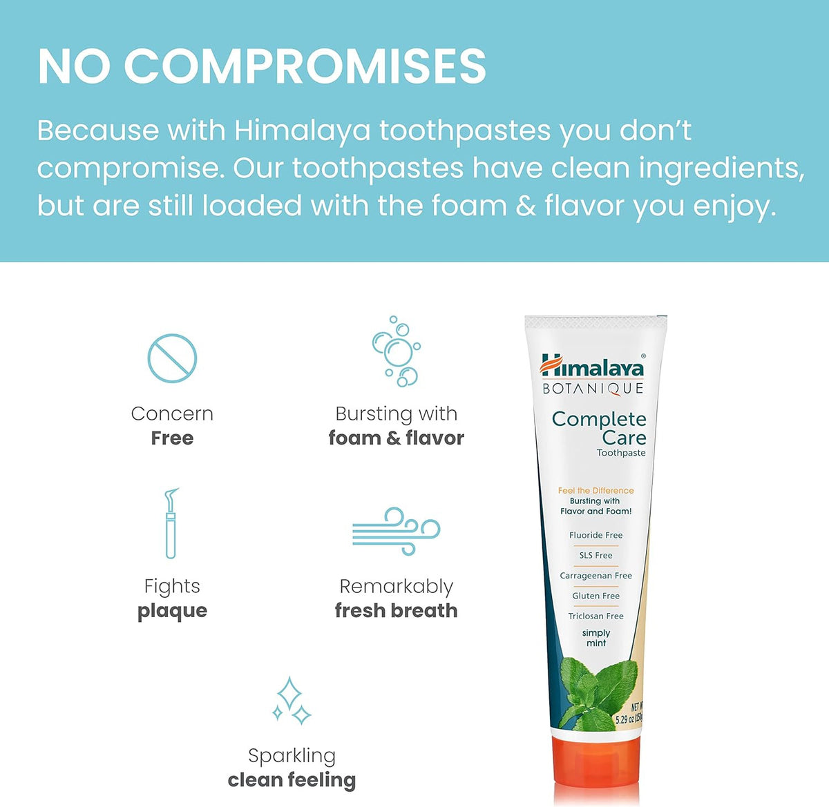 Himalaya Botanique Complete Care Fluoride-Free Herbal Toothpaste - Mint, 5.29 Oz, 4 Pack
