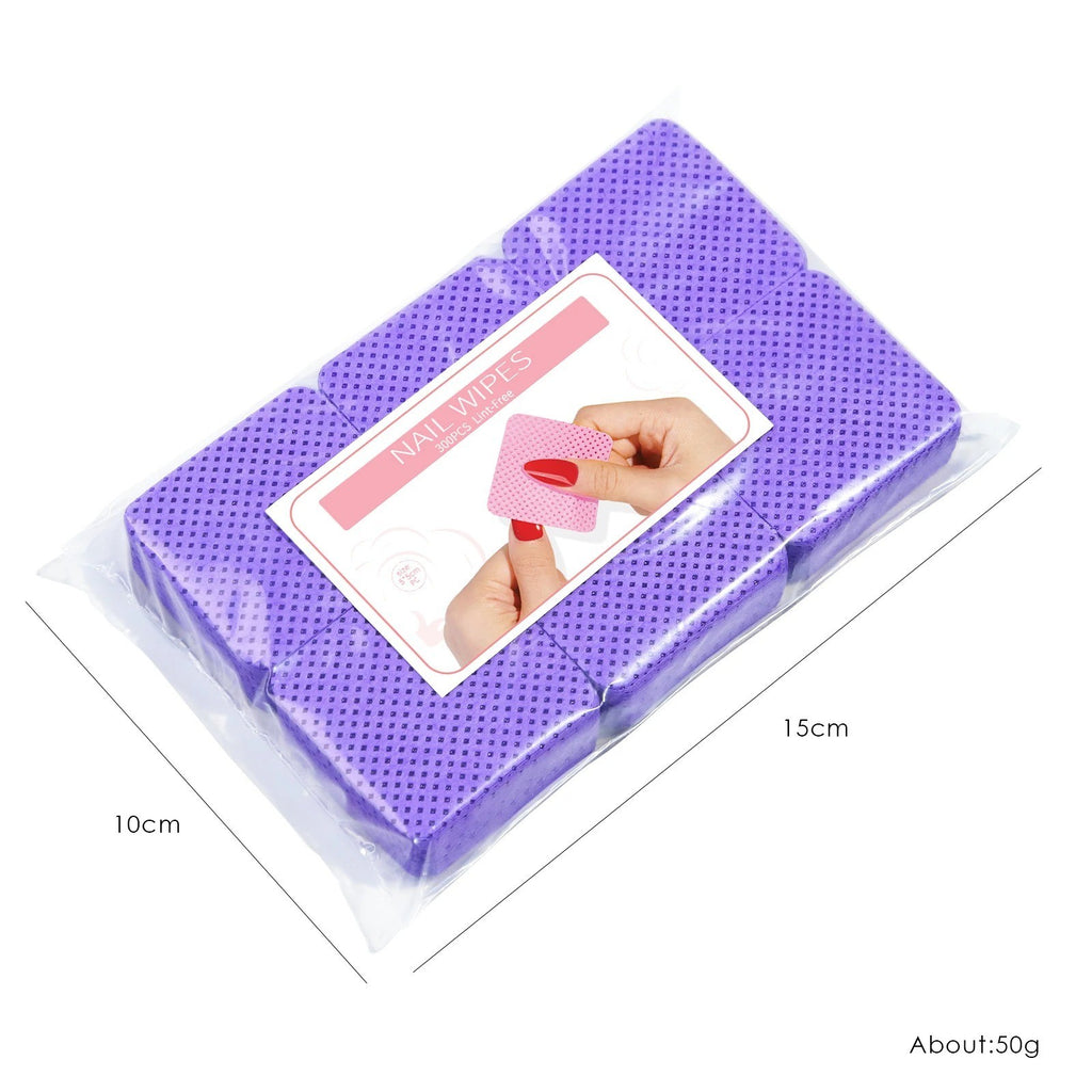 Lint-Free Nail Wipes Cotton Pads for Gel Polish Remover - 300 Pieces