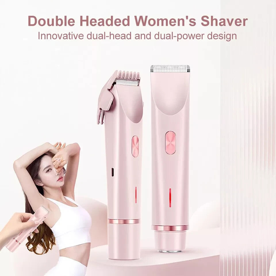 Women’s Waterproof Dual Head Electric Shaver for Sensitive Areas
