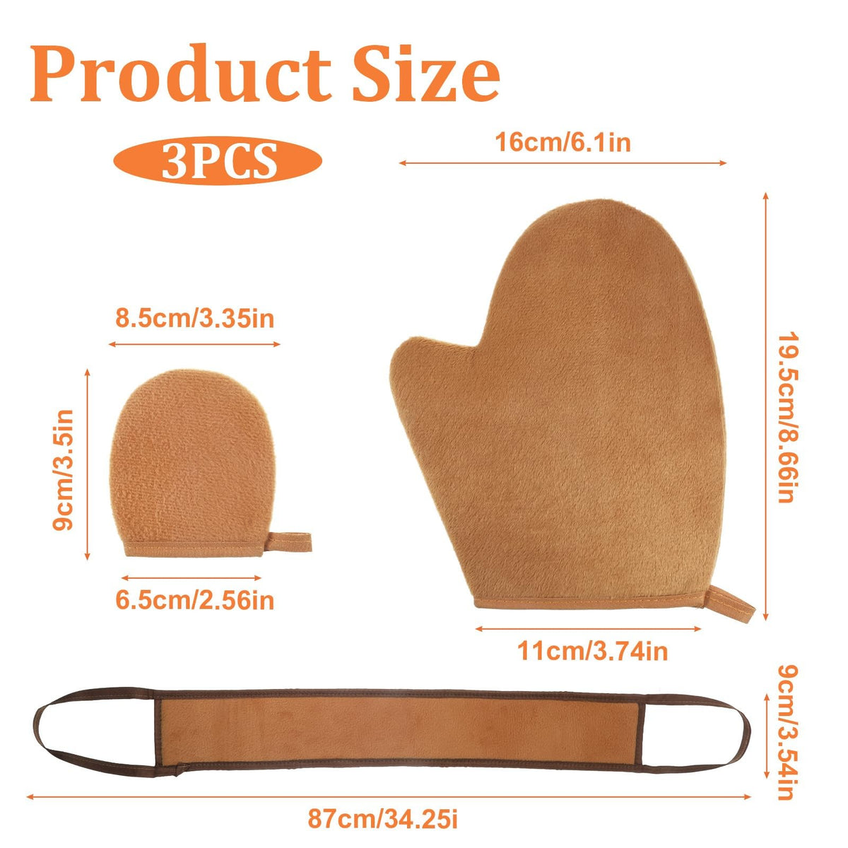 Self Tanner Mitt Applicator Kit 3-Piece Reusable Sunless Tanning Set