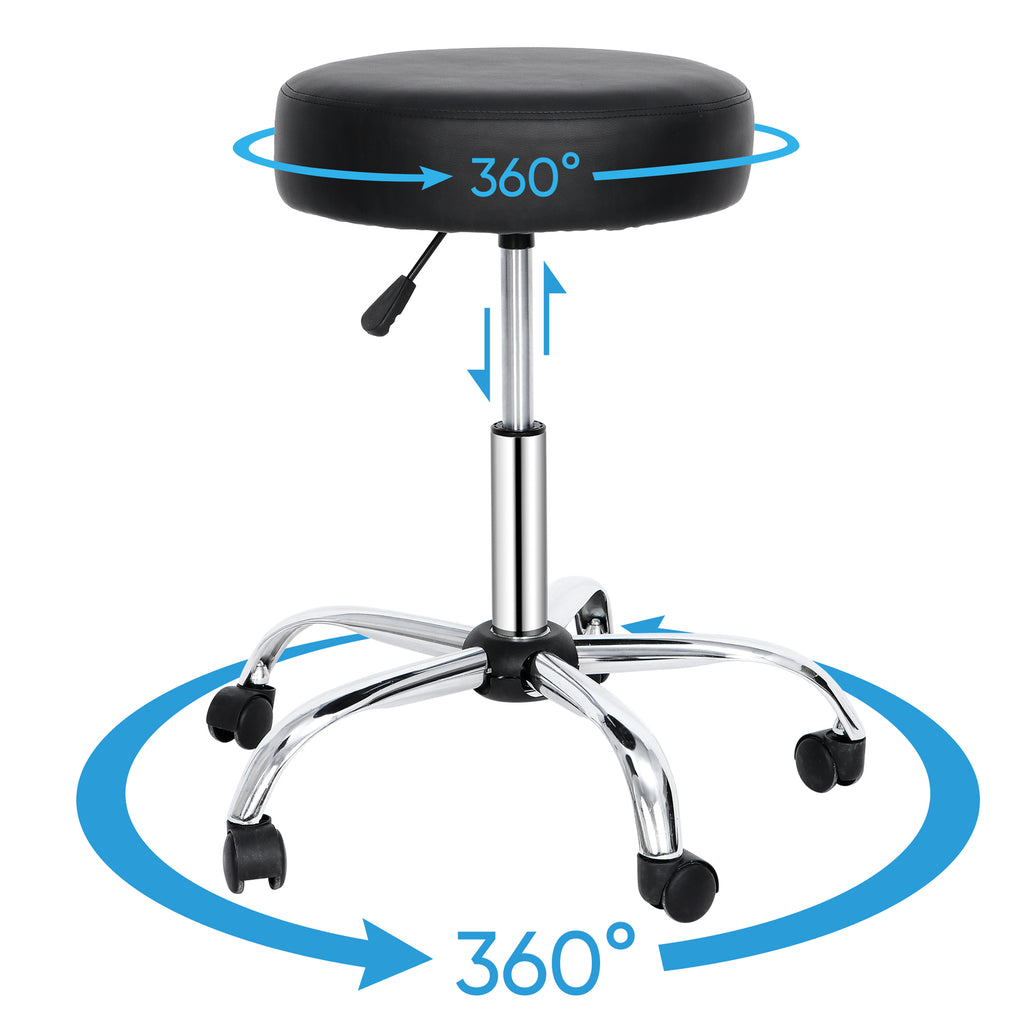 Adjustable Rolling Stool with Wheels for Office Desk & Home Use