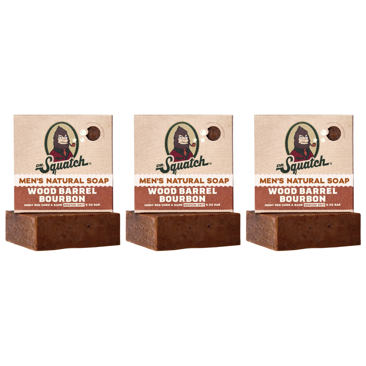 Men's Natural Bar Soap Wood Barrel Bourbon - 5 oz, Pack of 3