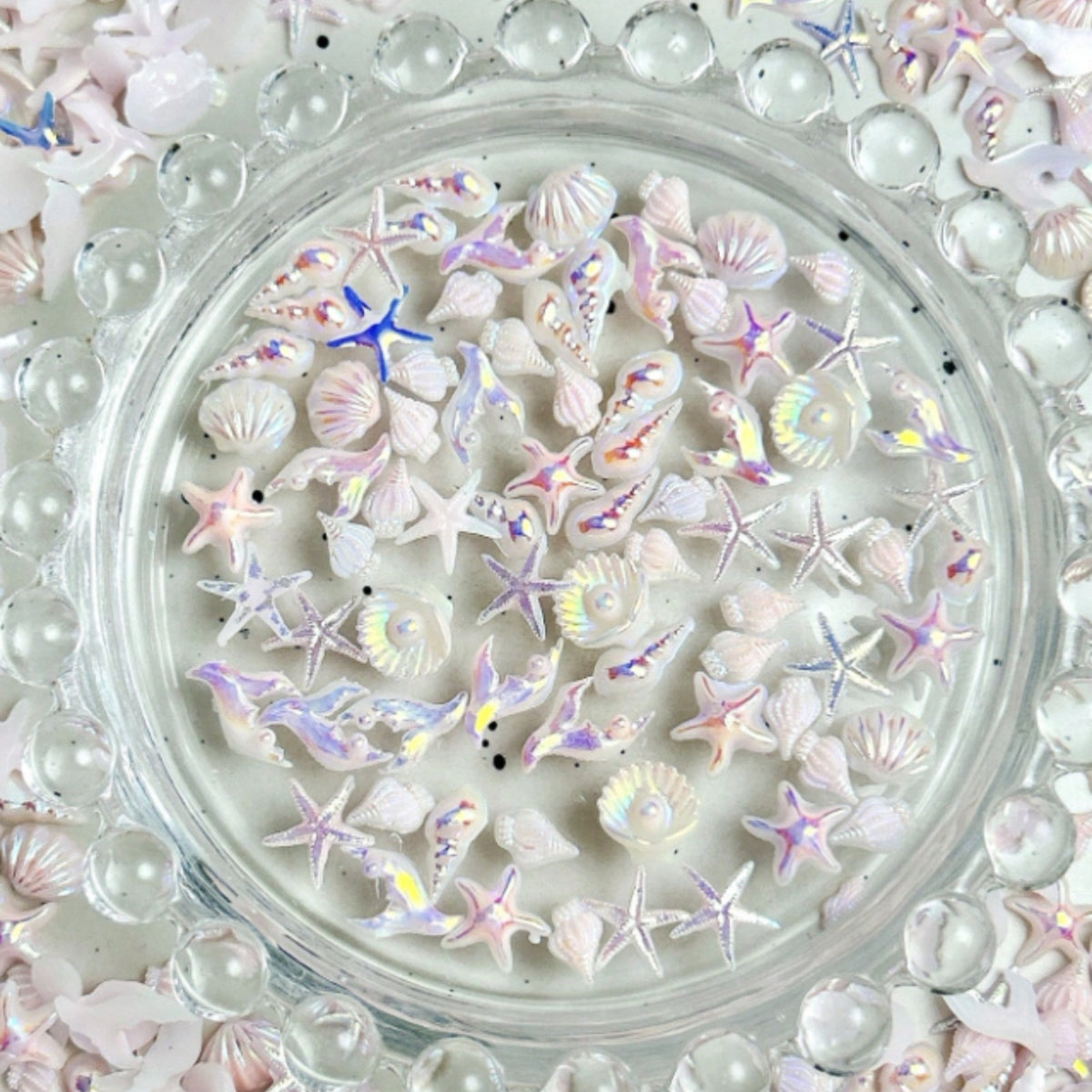 Mermaid Nail Art Charms Set - 30pcs Ocean Sea Shell Starfish Dolphin Decor