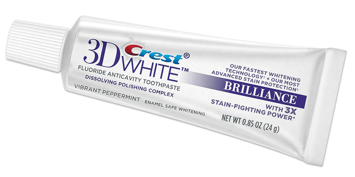 Whitening Toothpaste Pack of 2 - Crest 3D White Brilliance, Fluoride, 0.85 oz