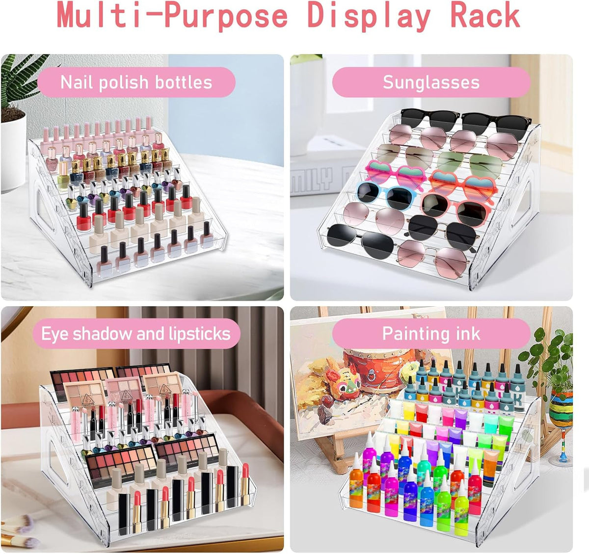 7-Layer Clear Nail Polish Organizer Rack for Cosmetics - Holds 70-80 Bottles