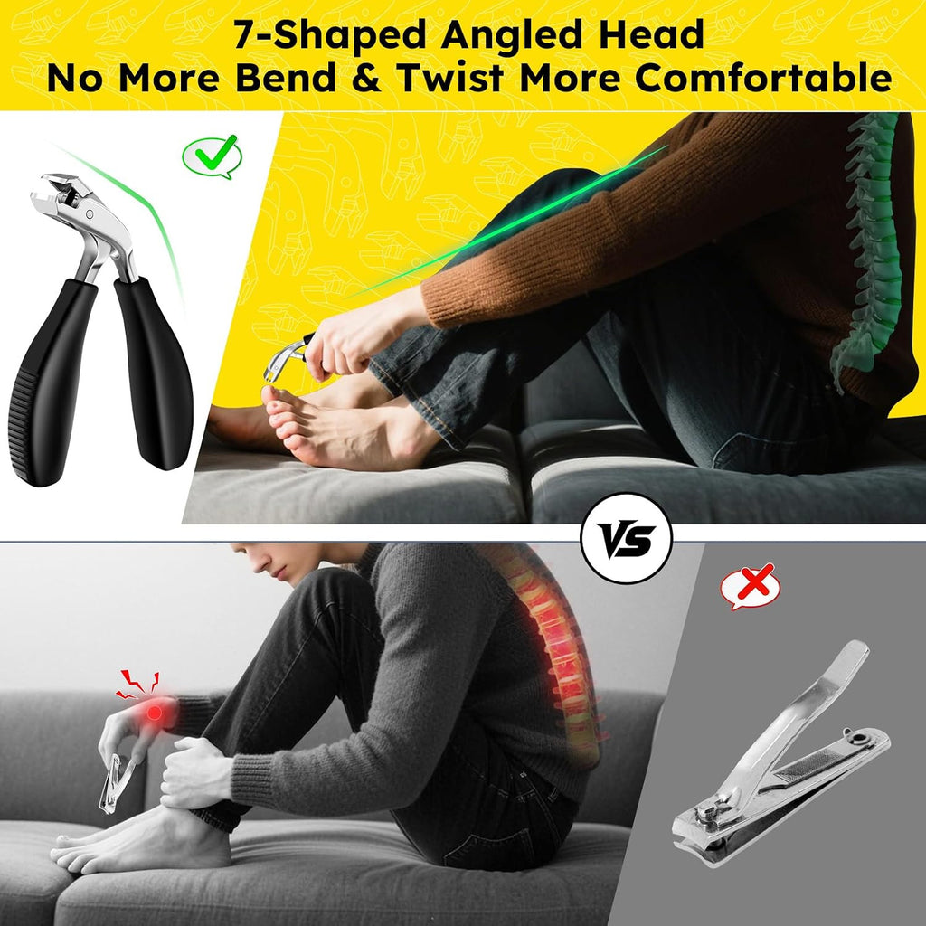 Angled Toe Nail Clippers for Thick Nails - Senior-Friendly Ergonomic Design