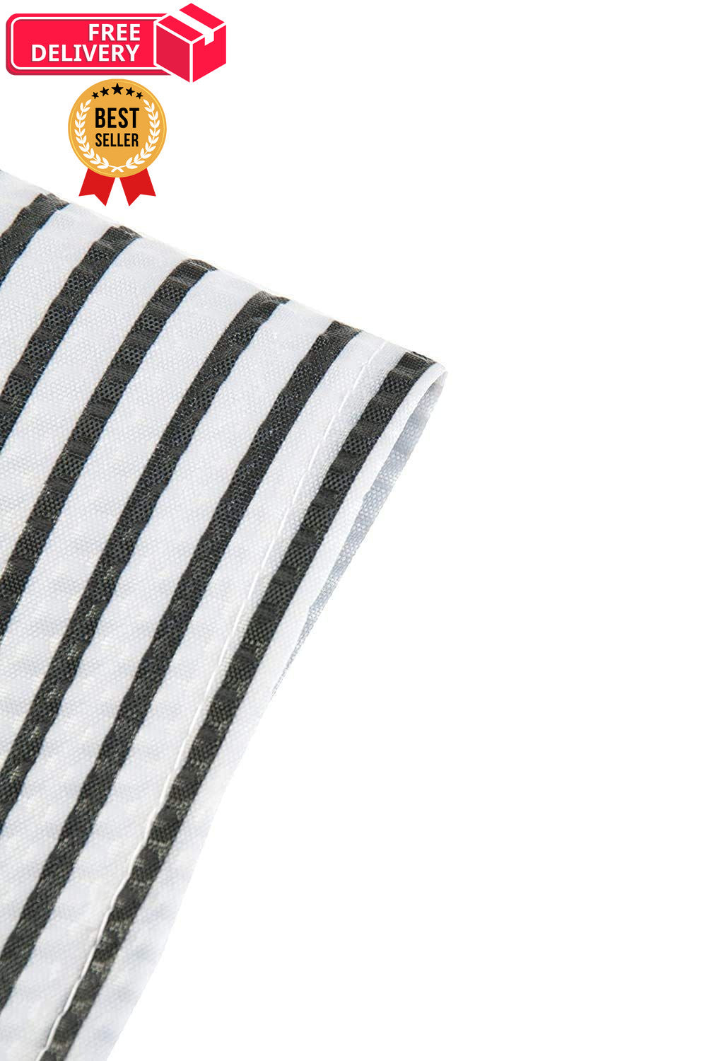Seersucker Barber Cape with Stripe Pattern - 45x54 Inch, Black and White