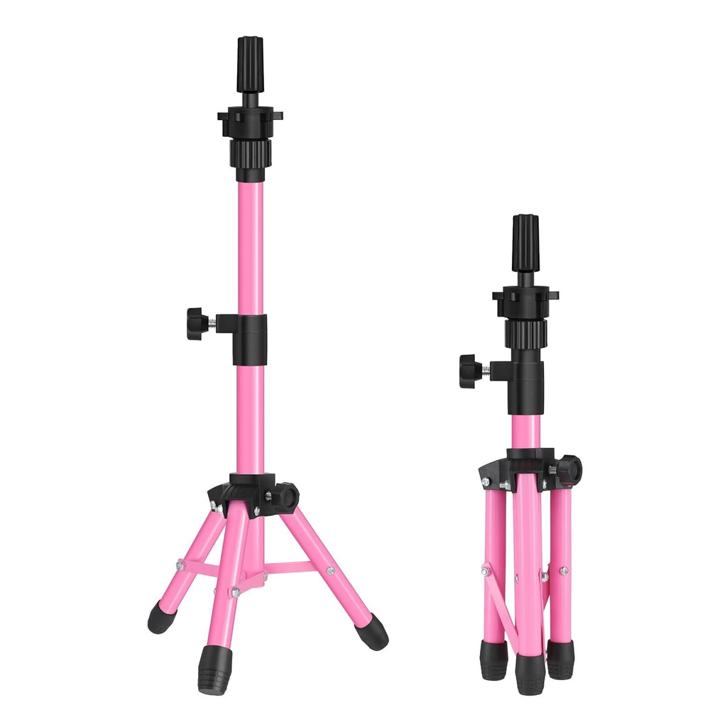 Adjustable Pink Tripod Stand for Mannequin Heads - 25 Inch Height