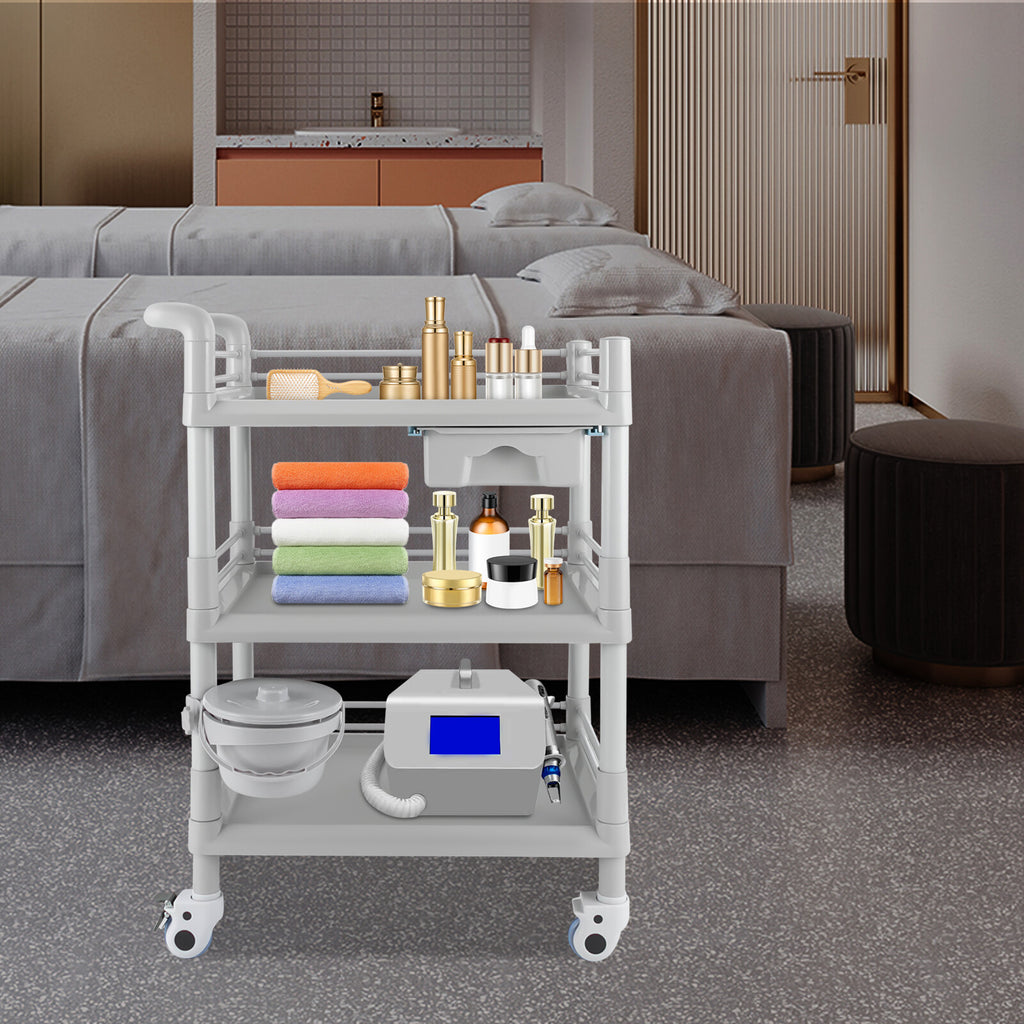 3-Tier Beauty Salon Cart with 4 Wheels and Large Storage Capacity
