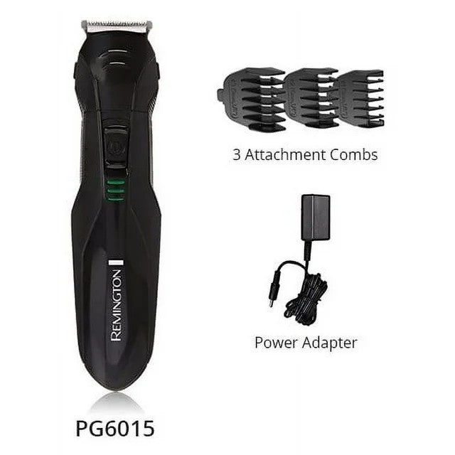 Rechargeable Beard & Stubble Trimmer with 3 Attachments - Black