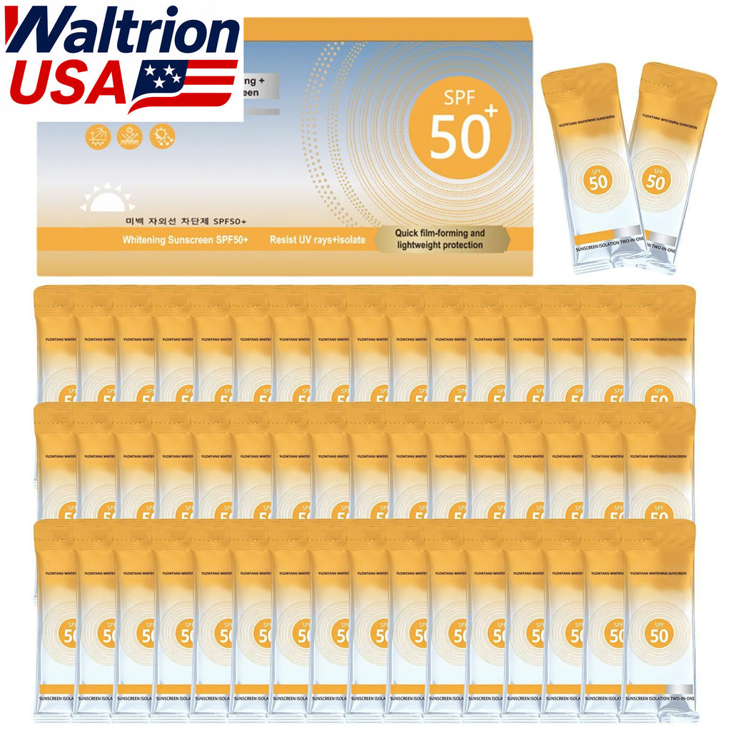 50 Pack Mini SPF 50+ Sunscreen Travel Size, Waterproof & Non-Greasy