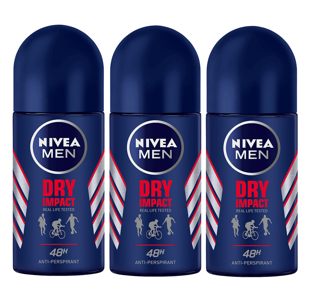 Men's Deodorant Roll-On Anti-Perspirant 50ml 3-Pack - Dry Impact