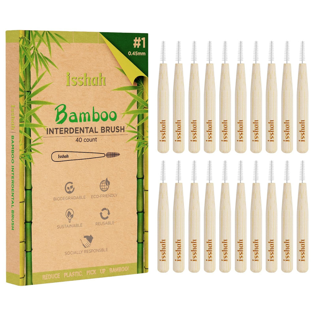 Biodegradable Bamboo Interdental Brushes Pack of 40 - Natural Tooth Cleaning