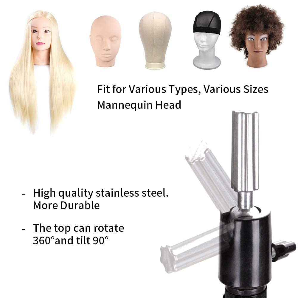 55 Inch Wig Stand Tripod Mannequin Head Support Heavy Duty Display