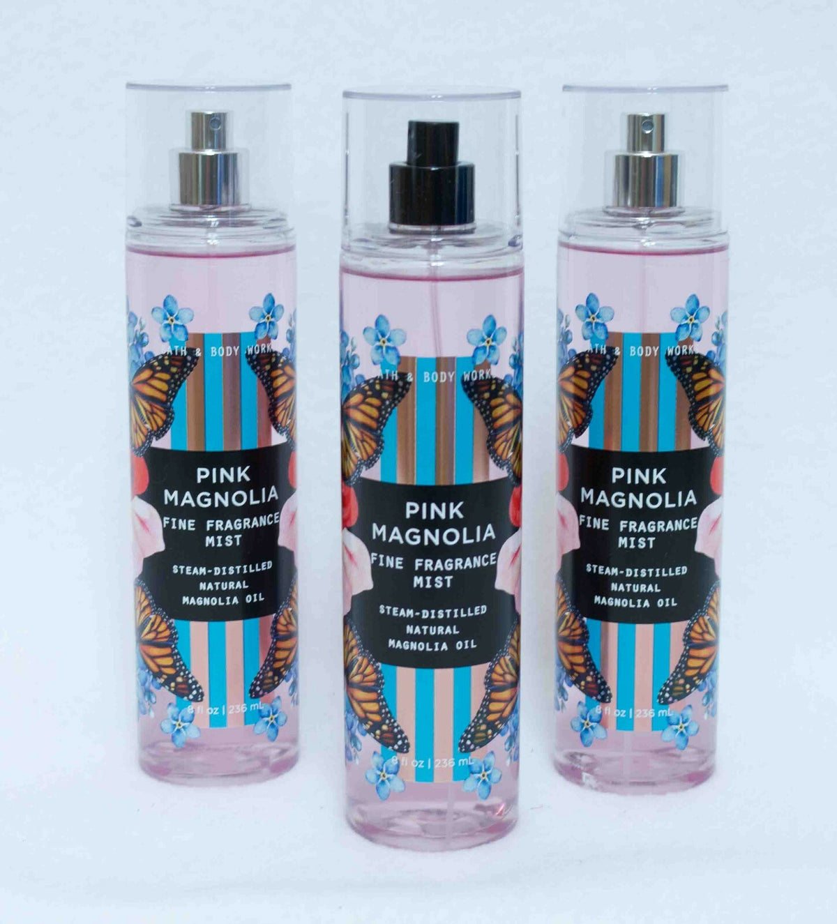 Pink Magnolia Fragrance Mist Set - Steam Distilled Body & Room Spray, 3 x 8 fl oz