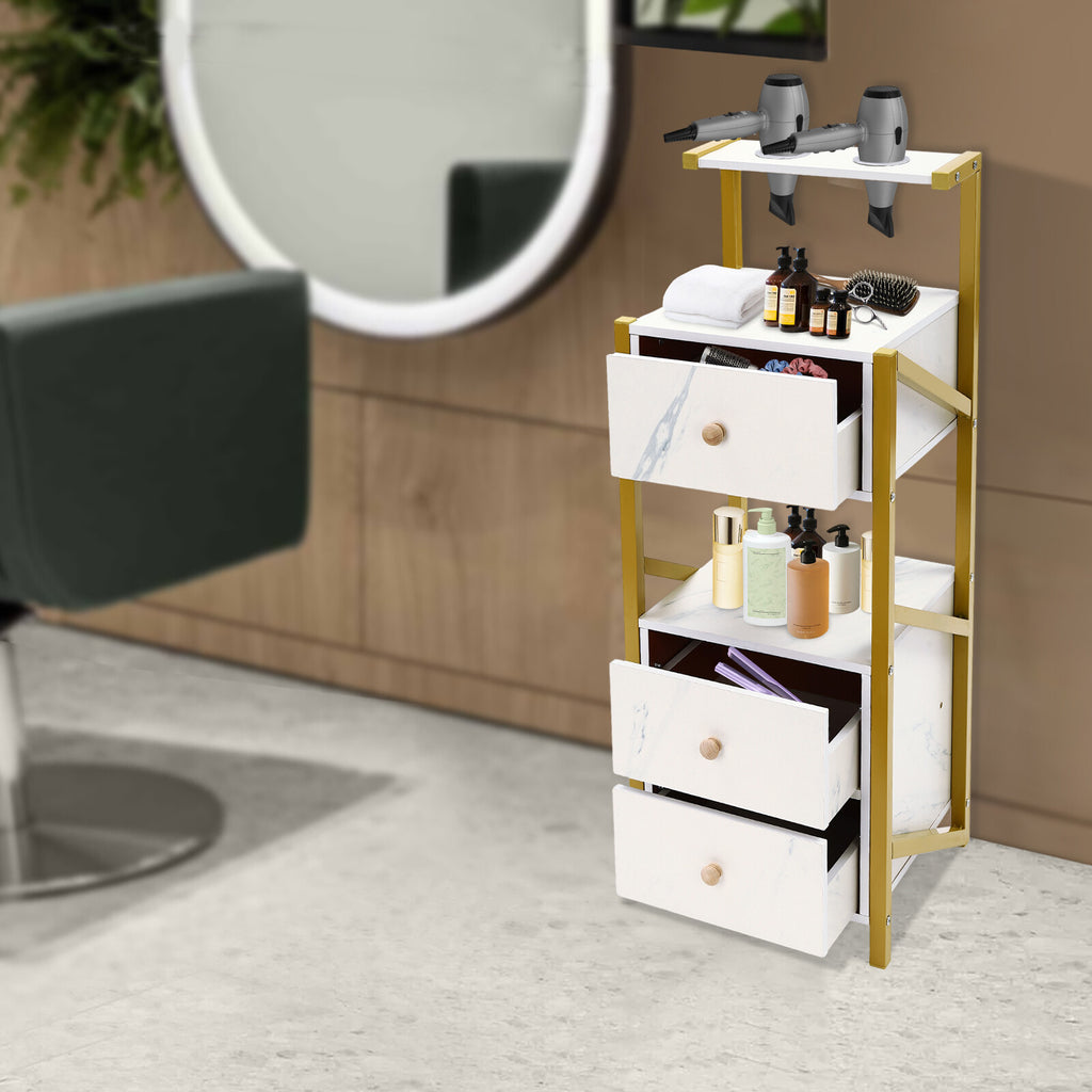 Salon Storage Cabinet with 3 Drawers & Hair Tool Slots - Hairdresser Organizer