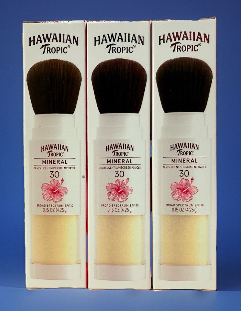 Hawaiian Tropic Mineral Translucent Sunscreen Powder with Brush SPF 30 - 3 Pack