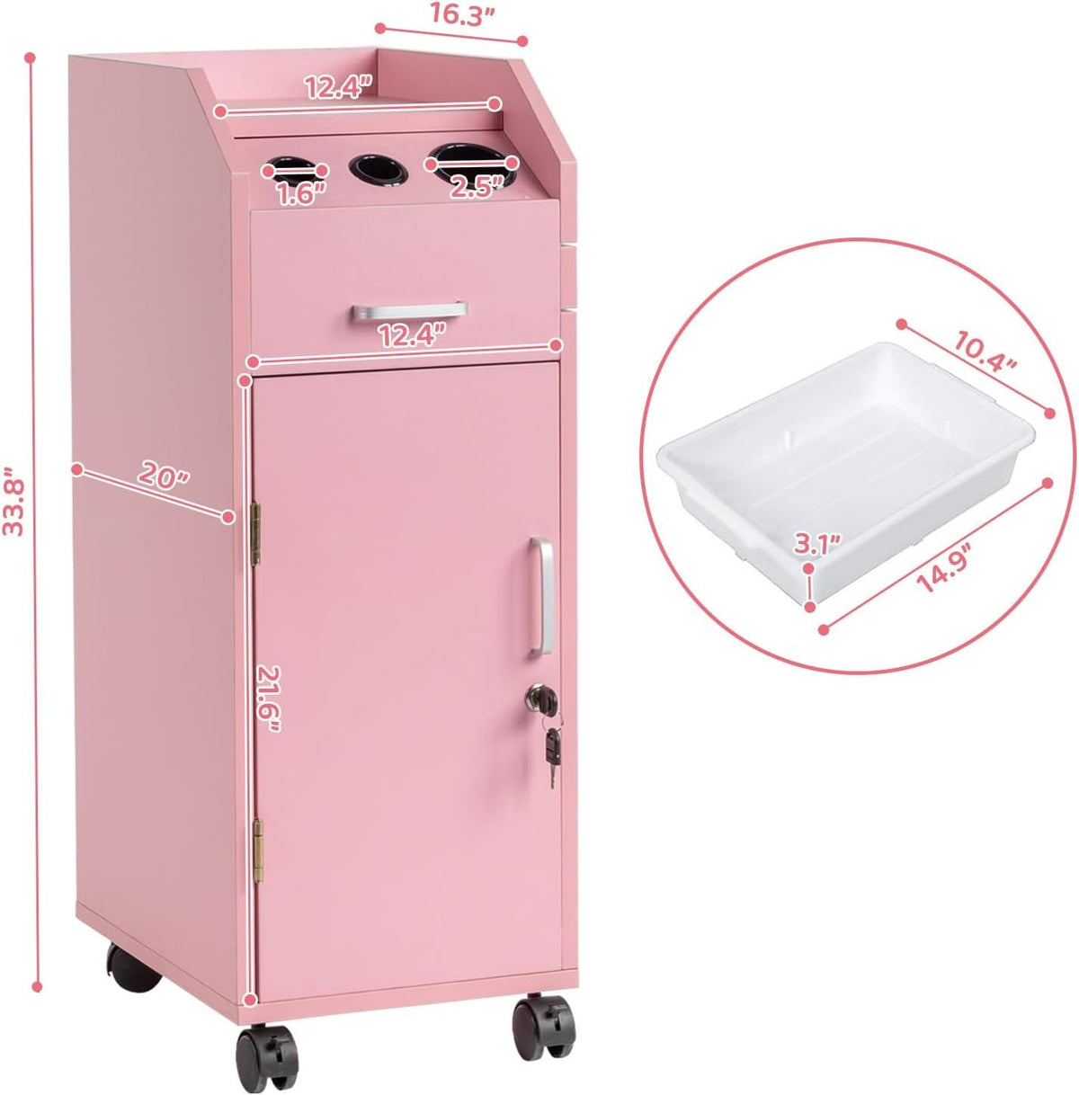 Salon Trolley Cart with 4 Drawers and Mobile Hair Stylist Station