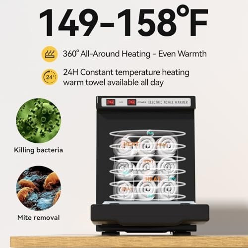 5L Compact Hot Towel Warmer Cabinet Black Spa Salon Heater for Towels