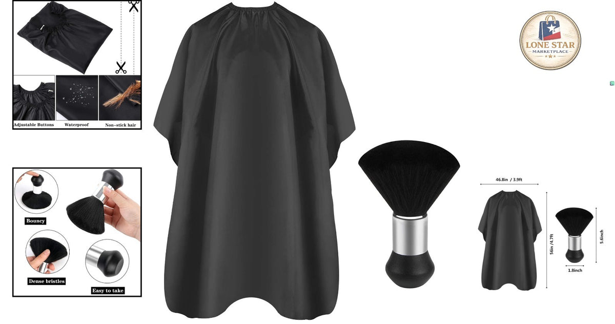 Full Coverage Barber Cape 47x56 Inches with Soft Neck Duster for Haircut & Styling