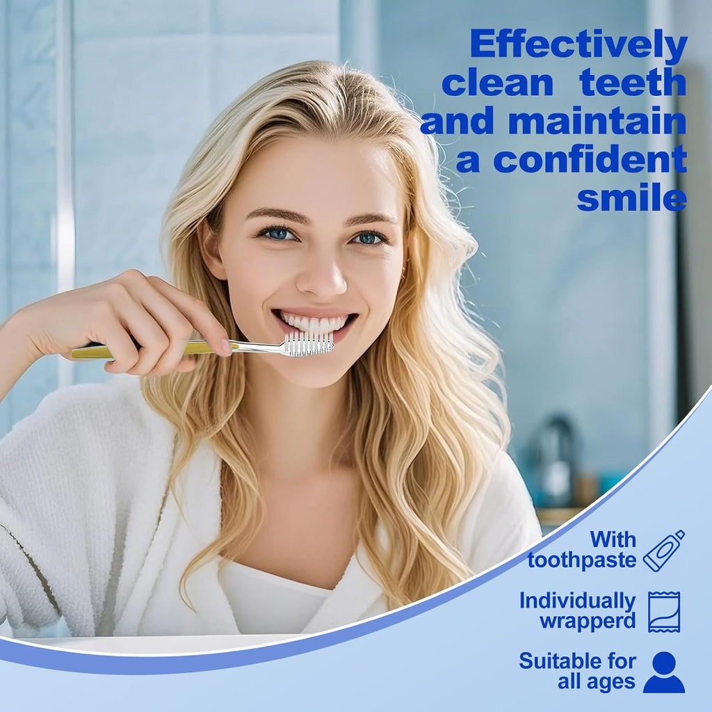 Disposable Toothbrush with Mini Toothpaste Set - 30 Pack, Travel Friendly, 5 Colors