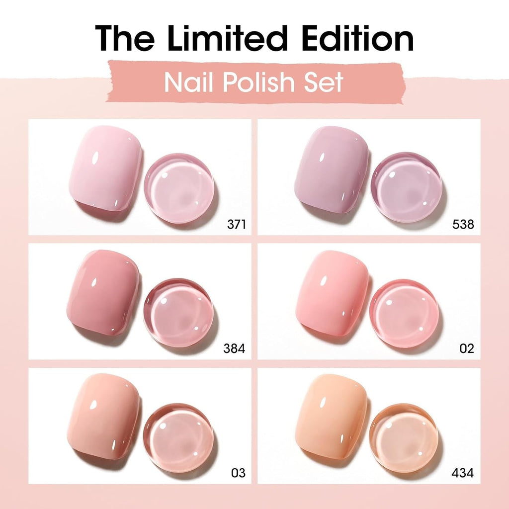 Nude Nail Polish Set - 6 Natural Quick-Dry, Chip-Resistant Colors