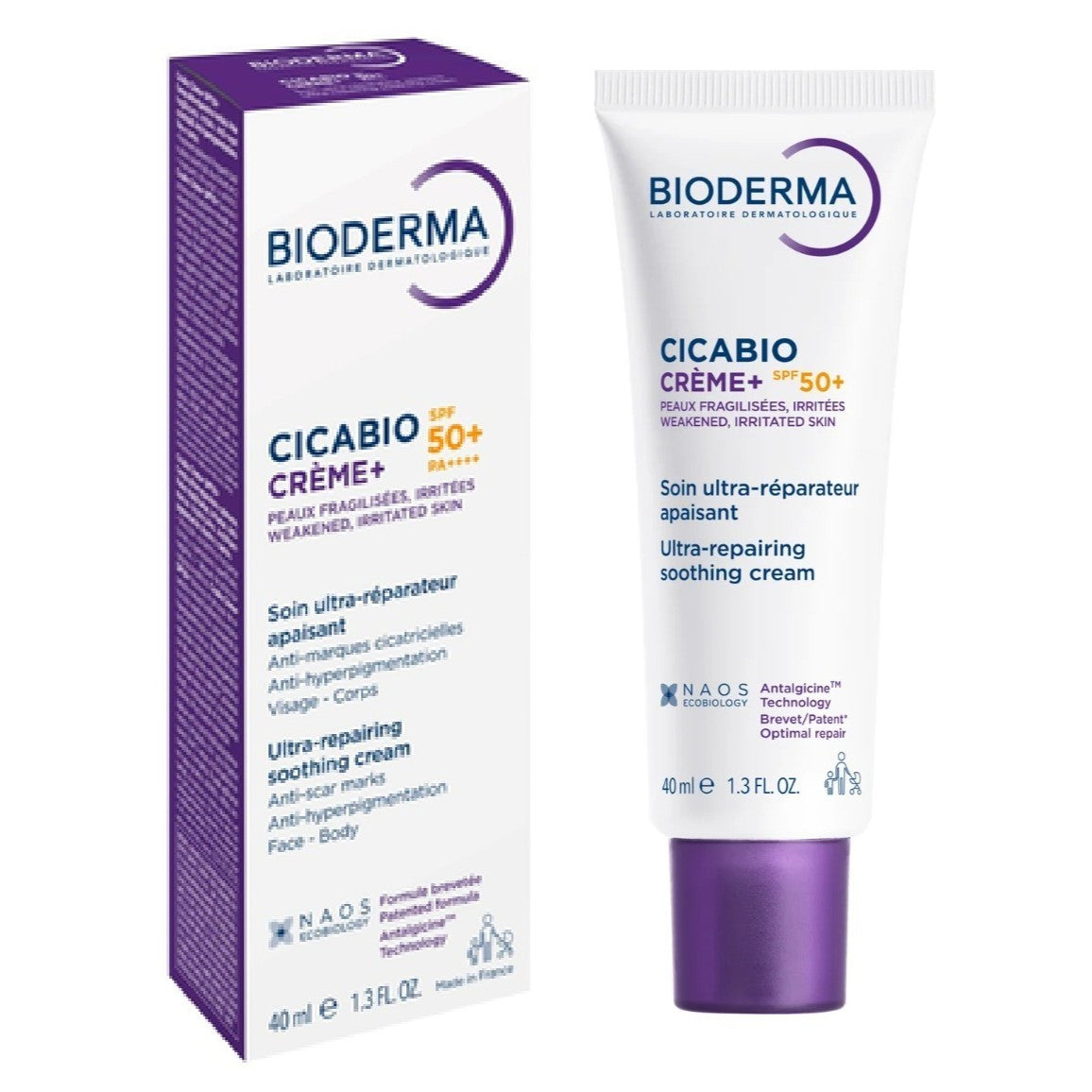 Bioderma Cicabio Cream SPF 50+ for Face and Body 40ml - Skin Repair & Scar Prevention