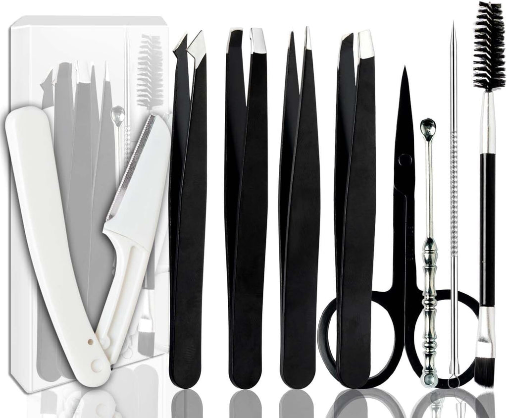 Professional Facial Hair Removal Tweezers Kit - Stainless Steel & Anti-Skid Coating