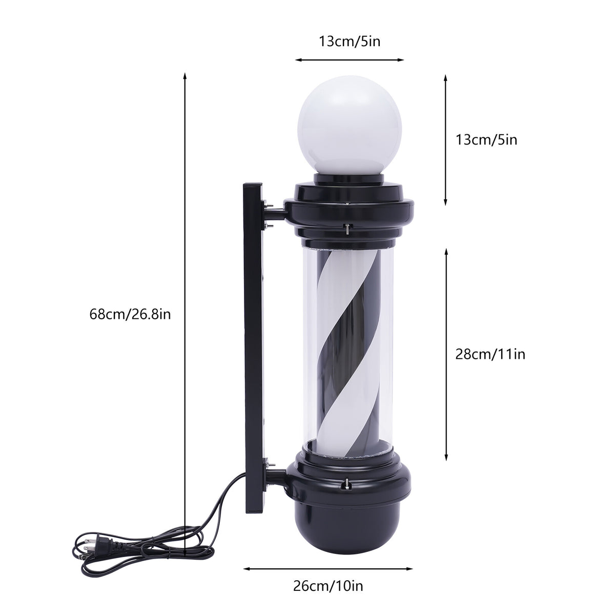 Outdoor Rotating LED Barber Pole Light Sign for Salon & Shop Decoration