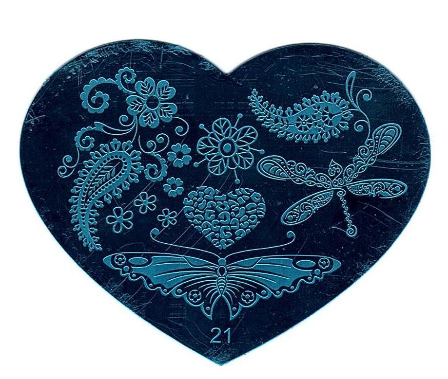 5 Pack Nail Art Stamping Plates Set Heart Design Manicure Tools